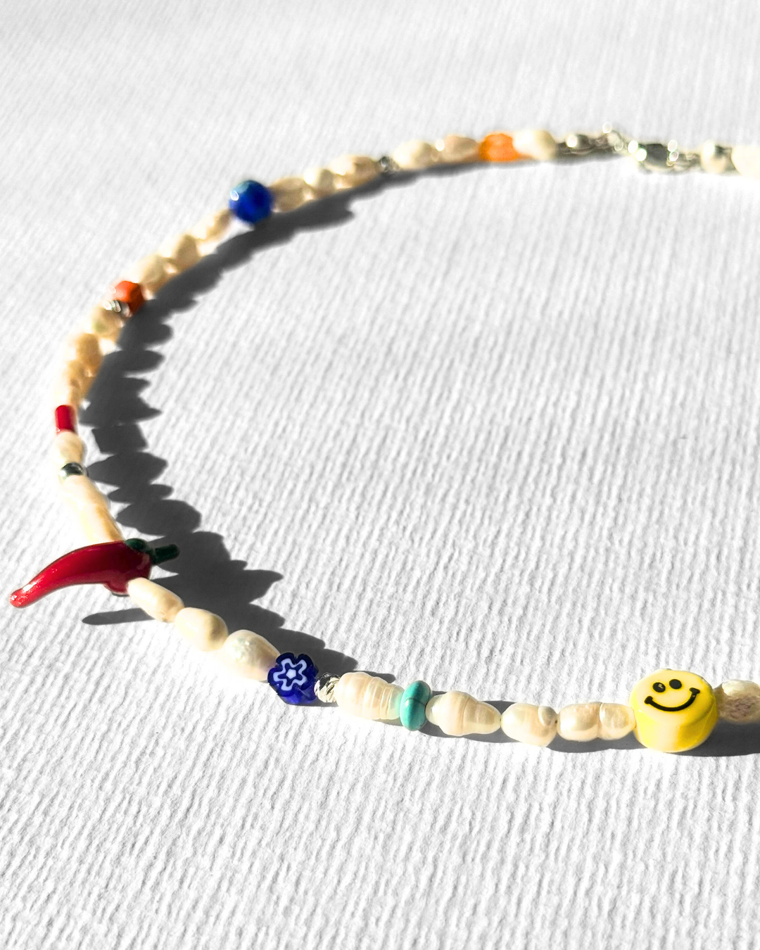 Karma Doğal İncili Murano Boncuklu Kolye