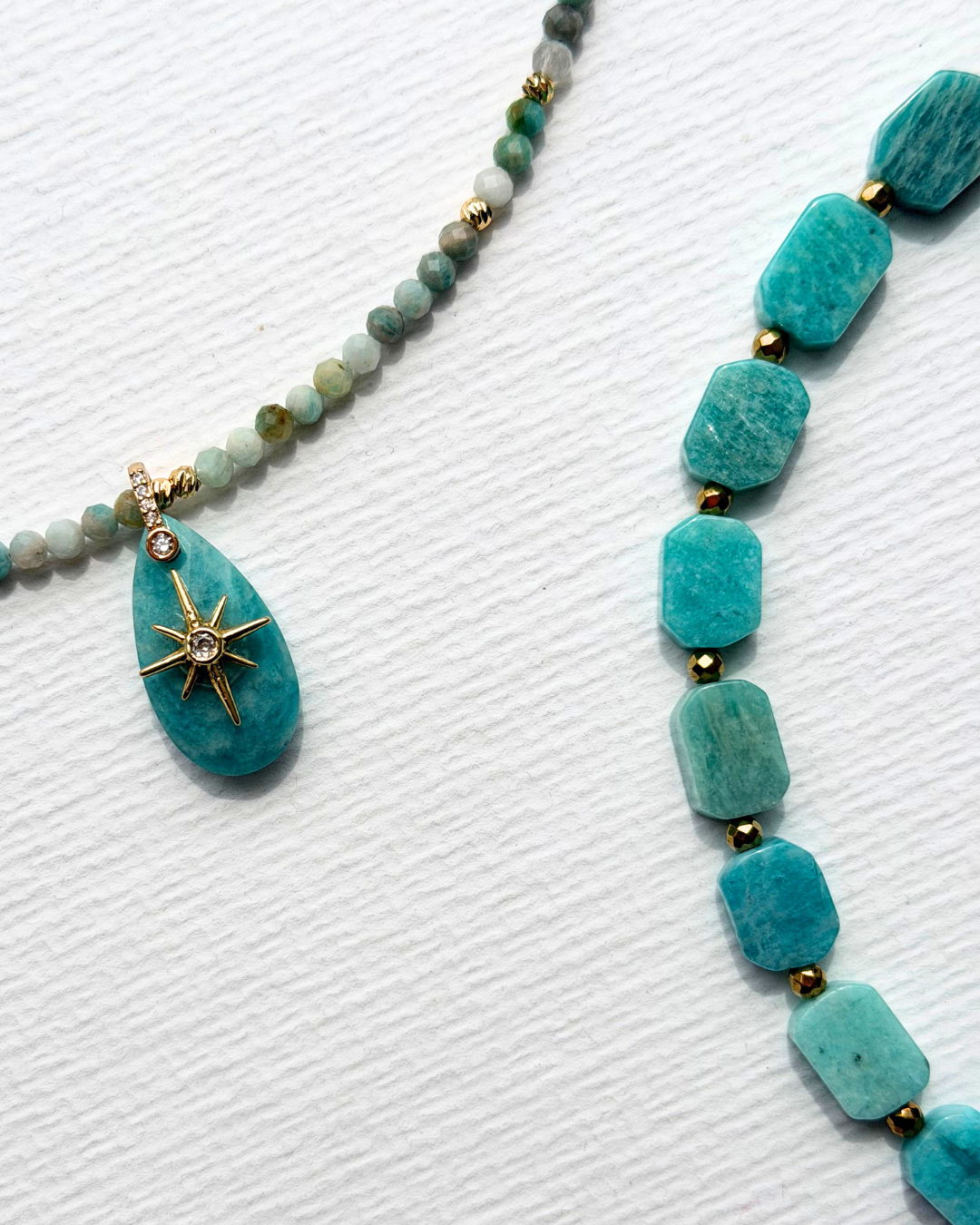 Calina Amazonit ve Hematit Taşlı Kolye