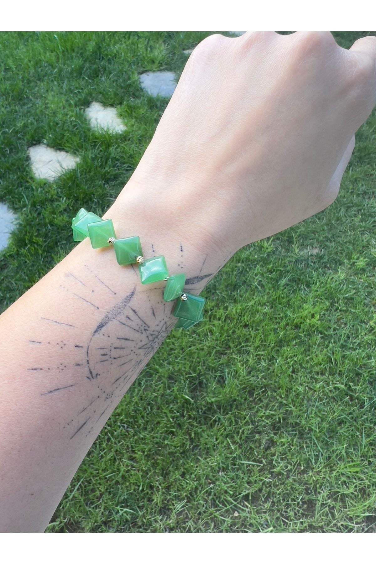 Pau Bracelet Kare Kesim Doğal Aventurin Taşlı Bileklik