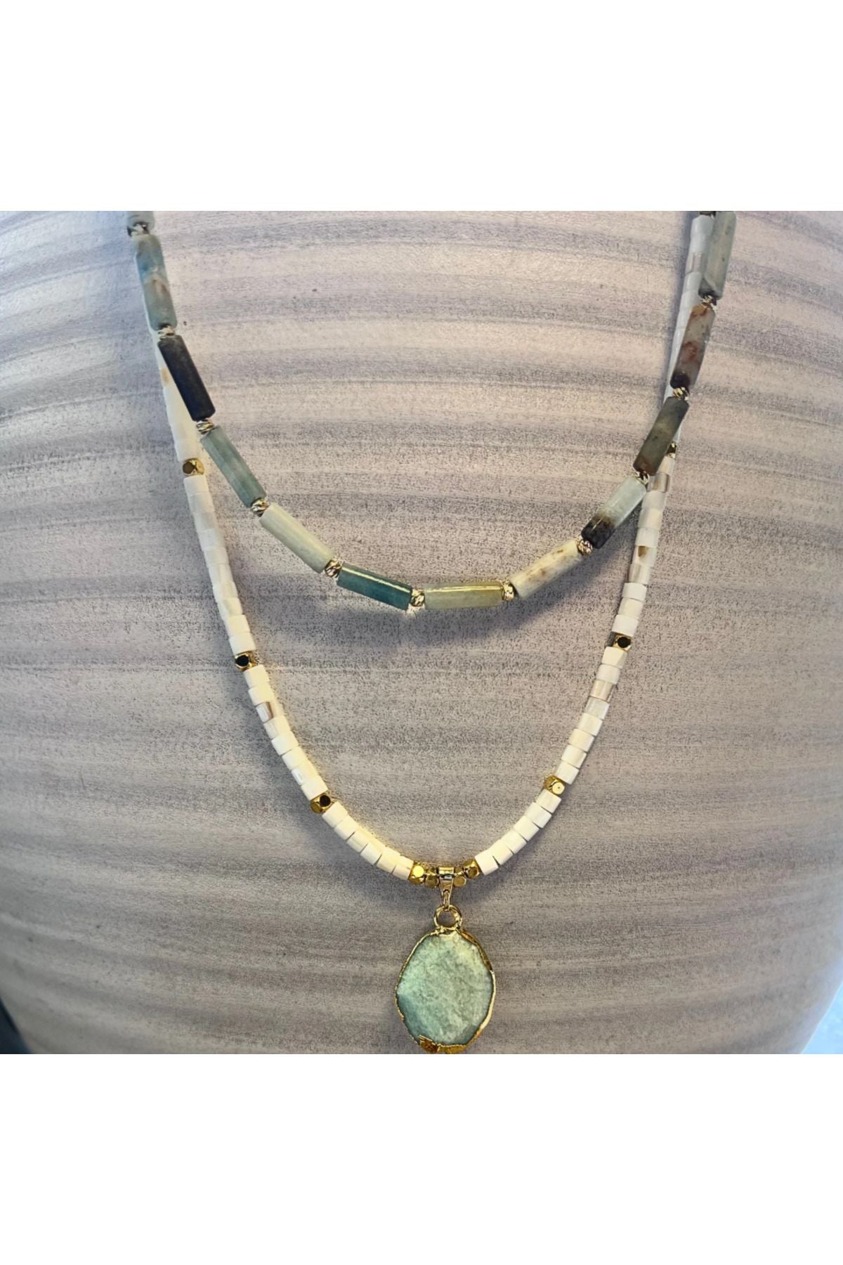 Torcy Necklace Doğal Amazonit Taşlı Kolye