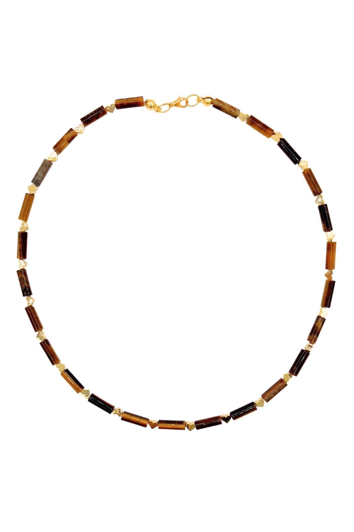 Arles Necklace Doğal Kaplan Gözü Taşlı Kolye