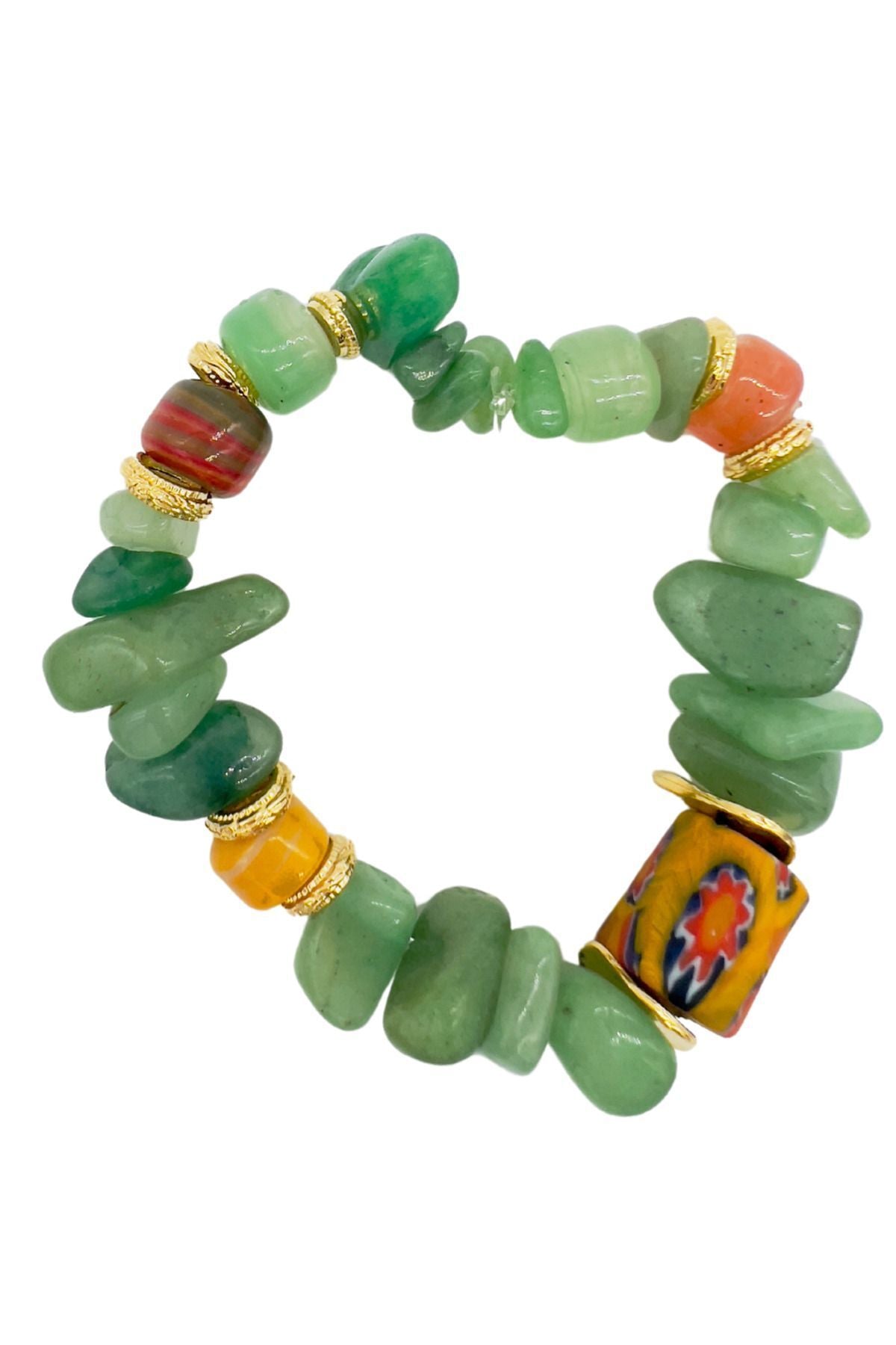Massy Bracelet Doğal Aventurin Taşlı,Gana Cam ve Murano Cam Boncuklu Bileklik