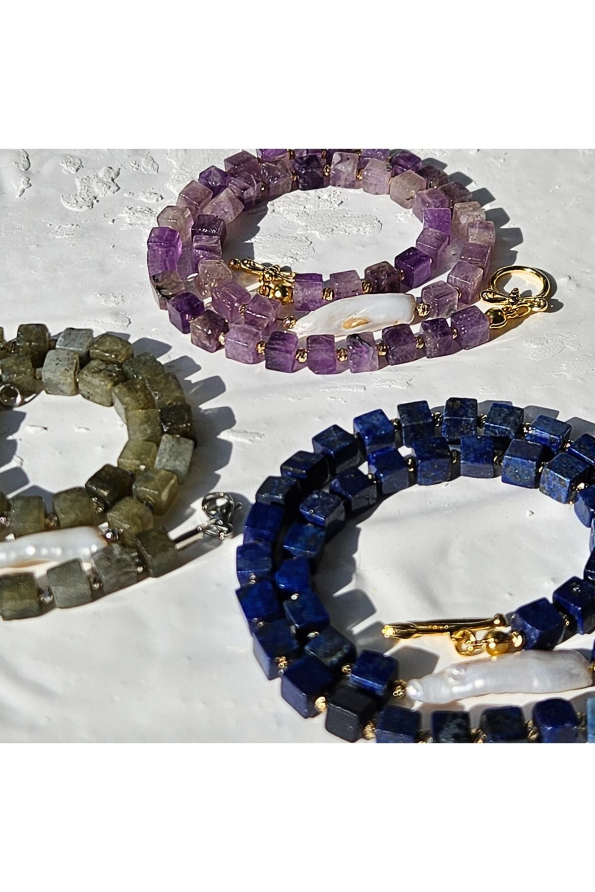 CalaisMarine Necklace Lapis Lazuli Doğal Taşlı Barok İncili Kolye
