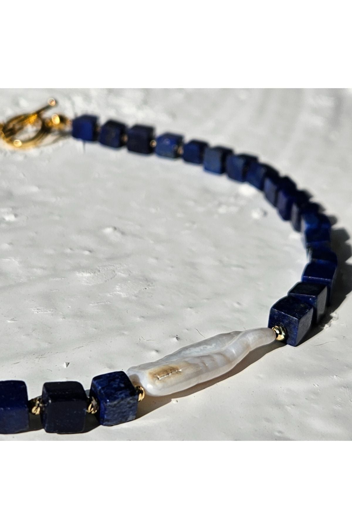 CalaisMarine Necklace Lapis Lazuli Doğal Taşlı Barok İncili Kolye