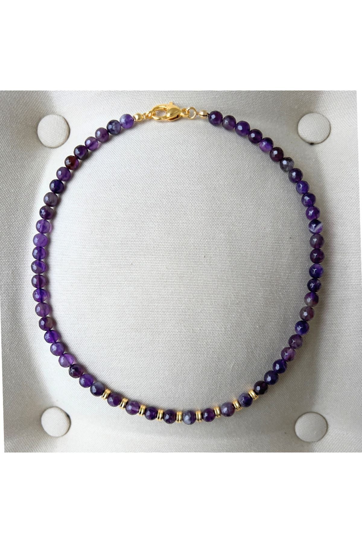 Bron Necklace Doğal Ametist Taşlı Kolye