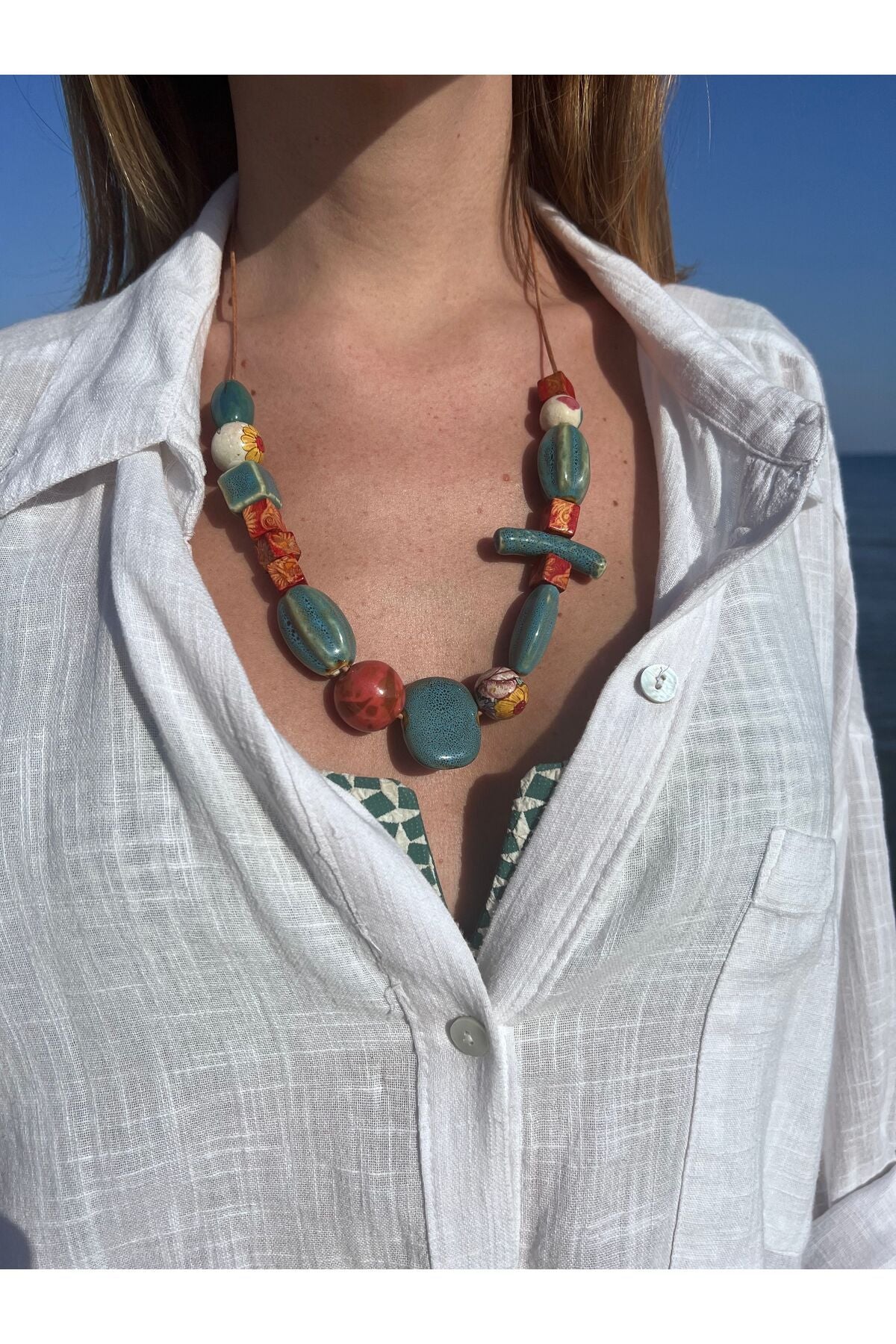 Frånses Necklace El Yapımı Seramik ve Toprak Boncuklu Kolye