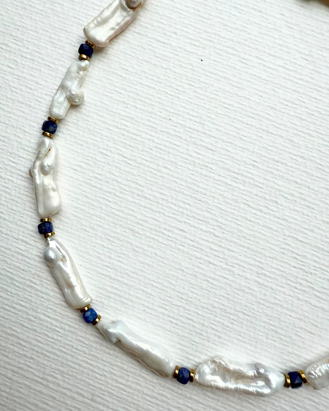 Brume Lapis Lazuli ve Barok İncili Kolye