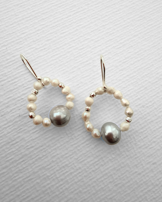 Nova Barok İncili Gümüş Küpe