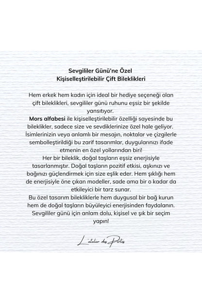 Points d'Amour Doğal Sedef ve Lav Taşlı Kişiselleştirilebilir Mors Alfabesi Bileklik