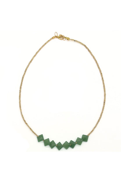 La Rochelle Necklace Kare Kesim Doğal Aventurin Taşlı Kolye