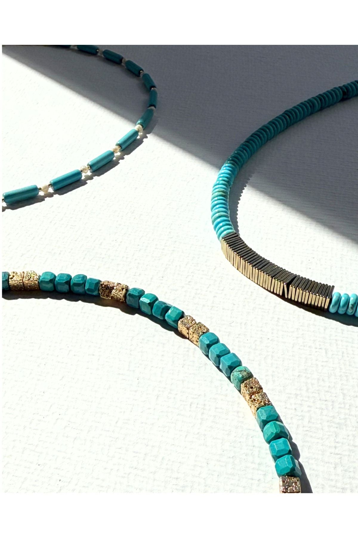 TurquoiseDeux Turkuaz Taşlı ve Kum İncili Kolye