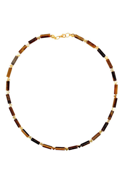 Arles Necklace Doğal Kaplan Gözü Taşlı Kolye