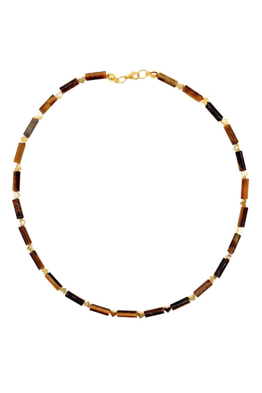 Arles Necklace Doğal Kaplan Gözü Taşlı Kolye