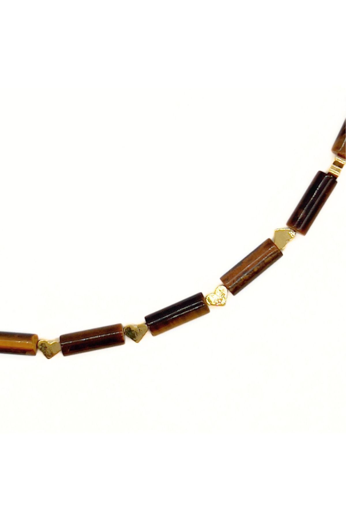 Arles Necklace Doğal Kaplan Gözü Taşlı Kolye