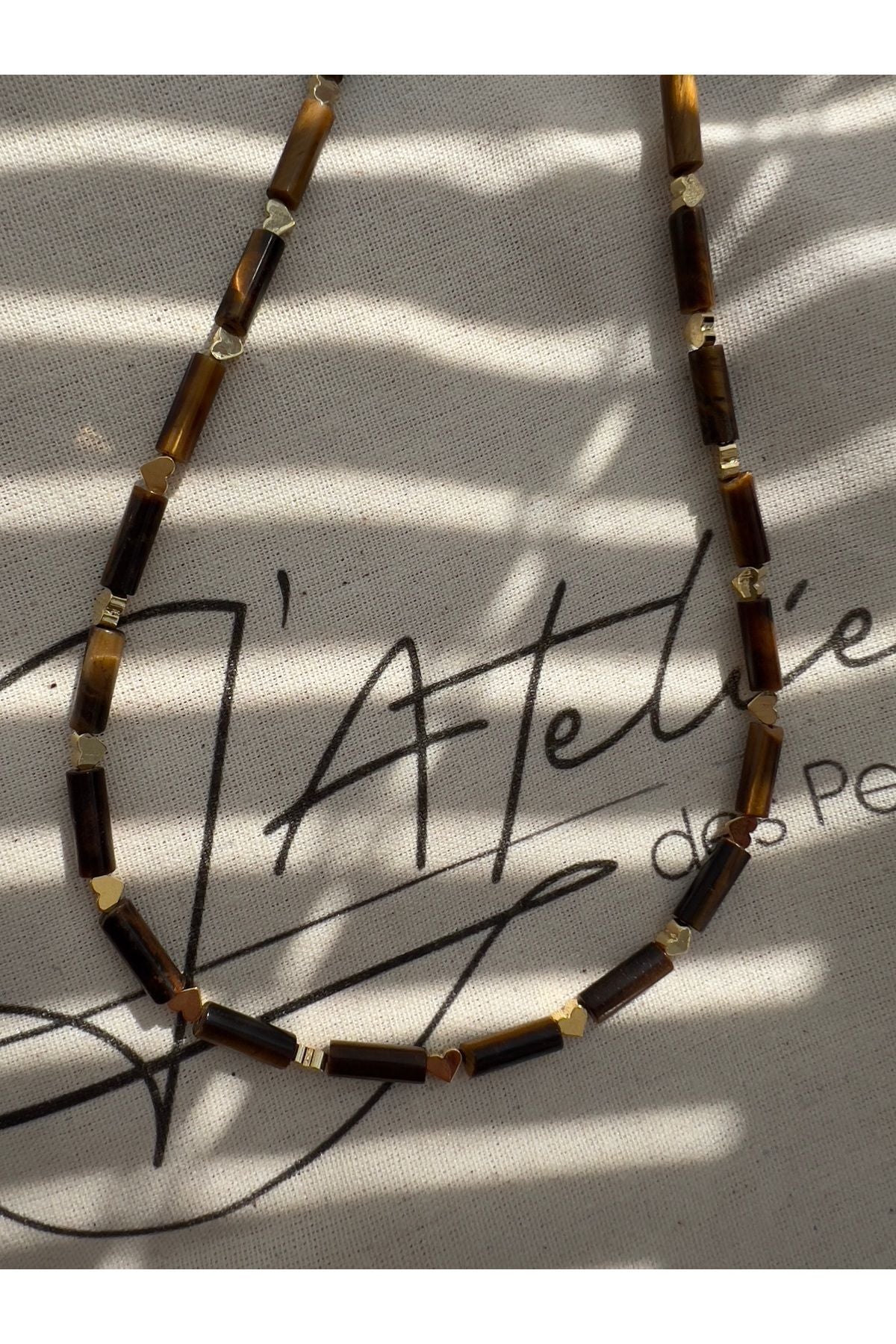 Arles Necklace Doğal Kaplan Gözü Taşlı Kolye
