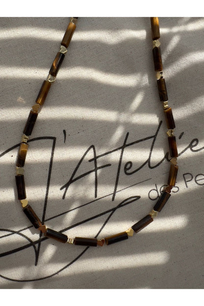 Arles Necklace Doğal Kaplan Gözü Taşlı Kolye