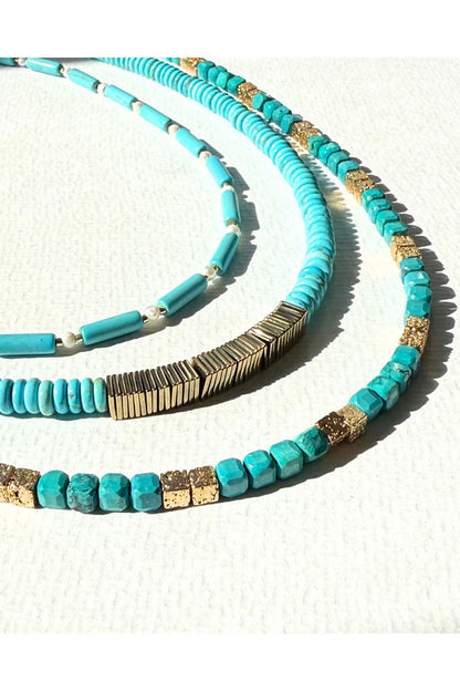 TurquoiseDeux Turkuaz Taşlı ve Kum İncili Kolye