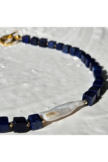 CalaisMarine Necklace Lapis Lazuli Doğal Taşlı Barok İncili Kolye