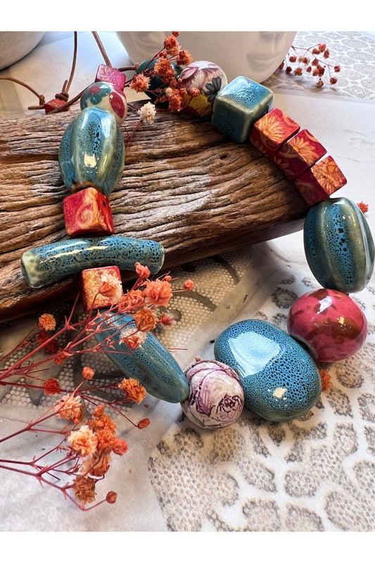 Frånses Necklace El Yapımı Seramik ve Toprak Boncuklu Kolye