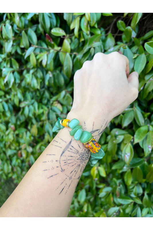 Massy Bracelet Doğal Aventurin Taşlı,Gana Cam ve Murano Cam Boncuklu Bileklik