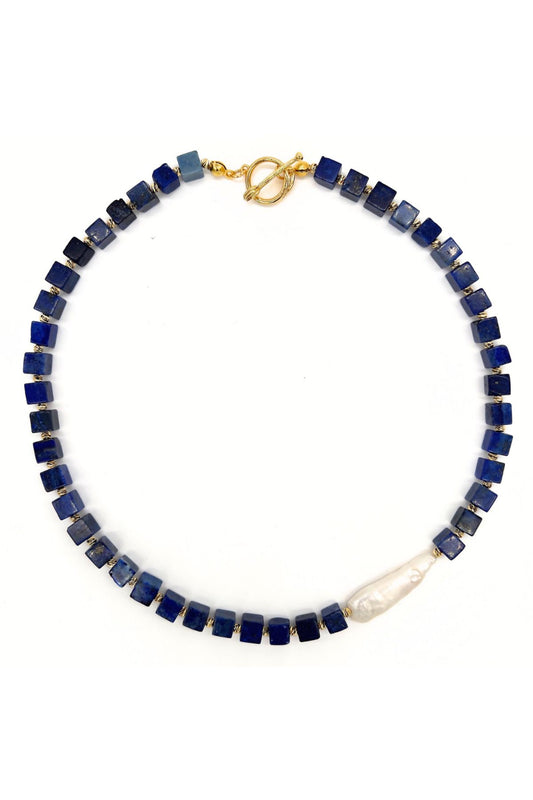 CalaisMarine Necklace Lapis Lazuli Doğal Taşlı Barok İncili Kolye