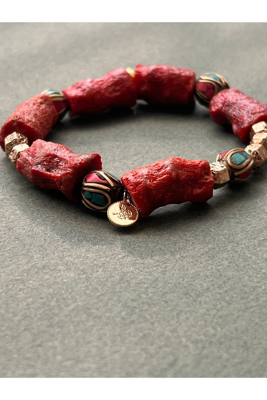 Passion - Ham Mercan,Lav Taşı ve Nepal Boncuklu Bileklik