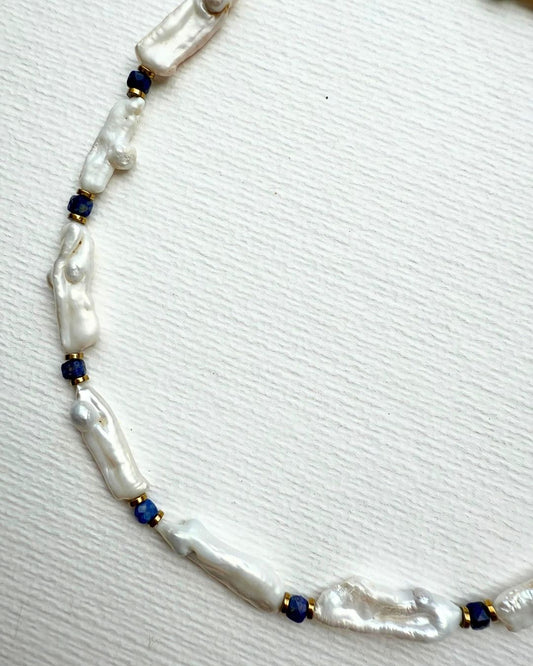 Brume Lapis Lazuli ve Barok İncili Kolye
