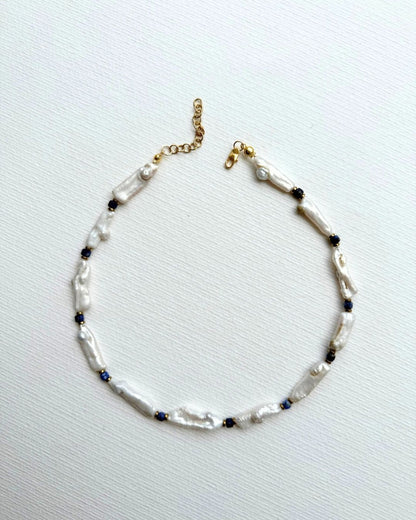 Brume Lapis Lazuli ve Barok İncili Kolye