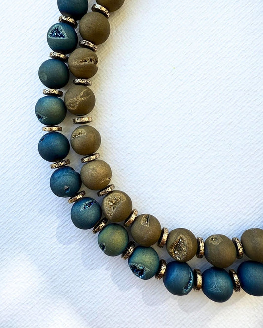 MilaOce Druzy Akik Taşlı ve Lav Taşlı Kolye