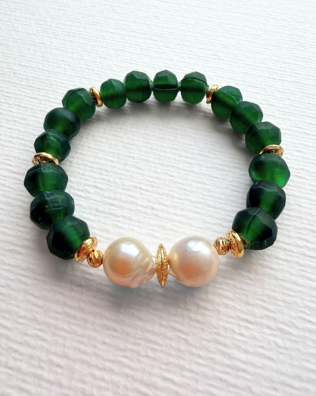 Frost El Yapımı Cam Boncuklu ve Barok İncili Bileklik