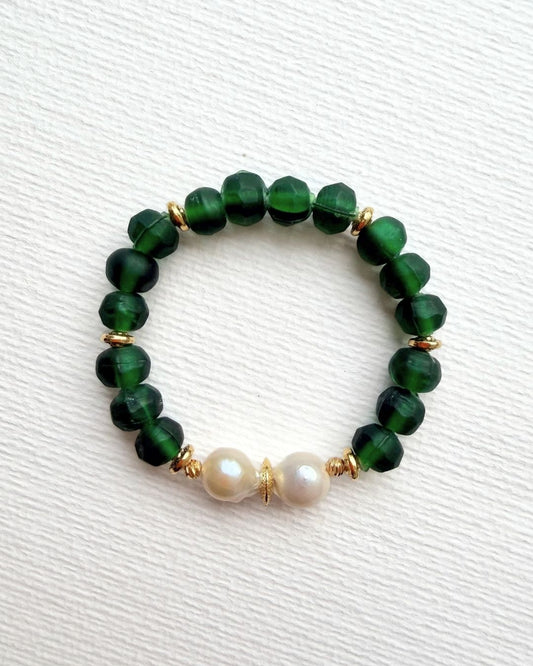 Frost El Yapımı Cam Boncuklu ve Barok İncili Bileklik