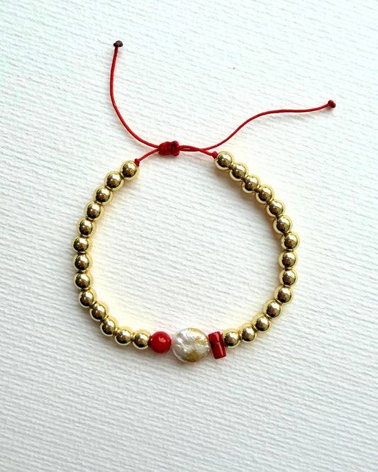 Spirit Doğal Hematit Taşlı Mercan ve Barok İncili Bileklik