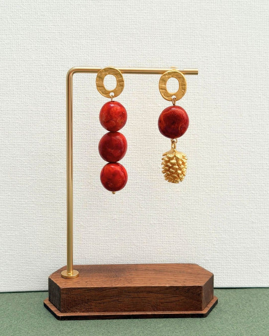 Corail Doğal Mercan Taşlı Küpe