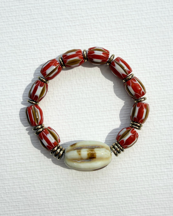 Luniva Afrika Cam ve Seramik Boncuklu Hematit Taşlı Bileklik