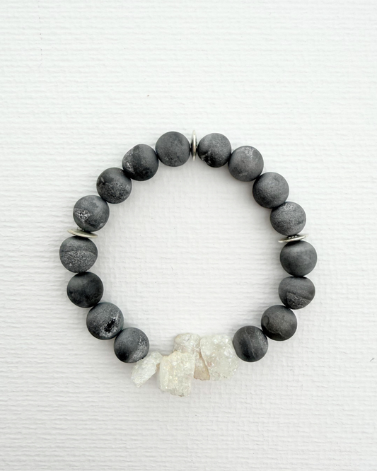 Écorin Druzy Akik Taşlı Gümüş Bileklik